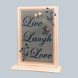 Classic Earring Holder on an attached wood base - Live Laugh Love Design - by Earring Holder Gallery