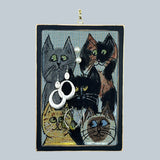 Earring Holder hanging on a wall with jewelry displayed - Cats design - by Earring Holder Gallery