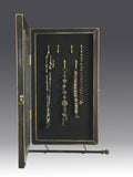 Inside view of black distressed Earring and Jewelry Organizer Cabinet by Earring Holder Gallery  