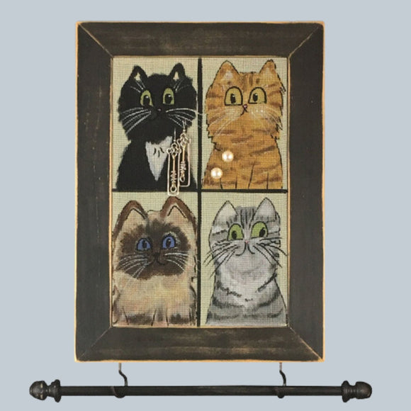 Hanging Earring Holder & Jewelry Organizer - Cats