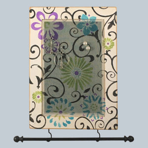 Hanging Earring Holder & Jewelry Organizer - Floral Scroll