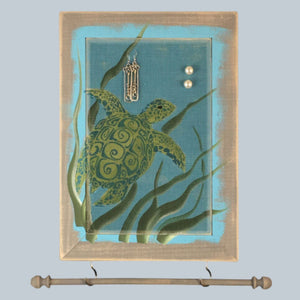 Tall Earring Holder with jewelry bar - Sea Turtles Design - by Earring Holder Gallery